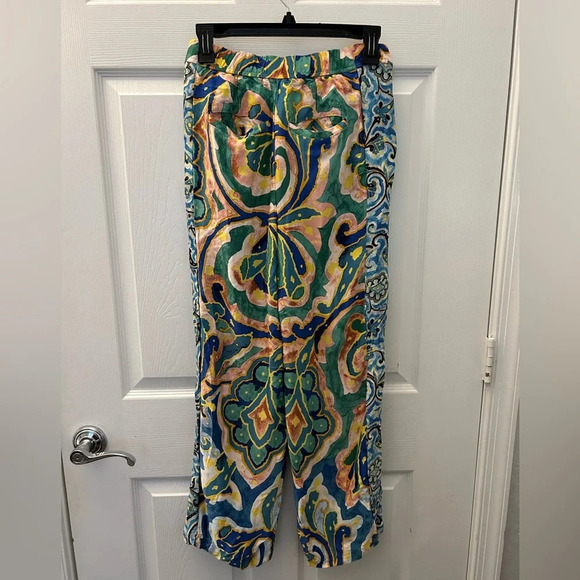 ! Anthropologie Maeve Rhiannon Satin Cropped Flare Pants sz 0 - Picture 5 of 6